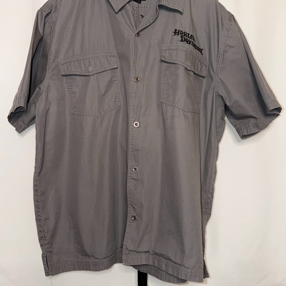 Harley-Davidson Gray Short Sleeve Button-Up Shirt